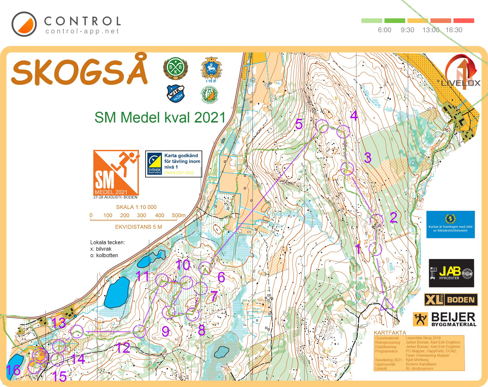 Map with track - SM middle q, area - Boden, from orienteering map archive of Nika Kalinina