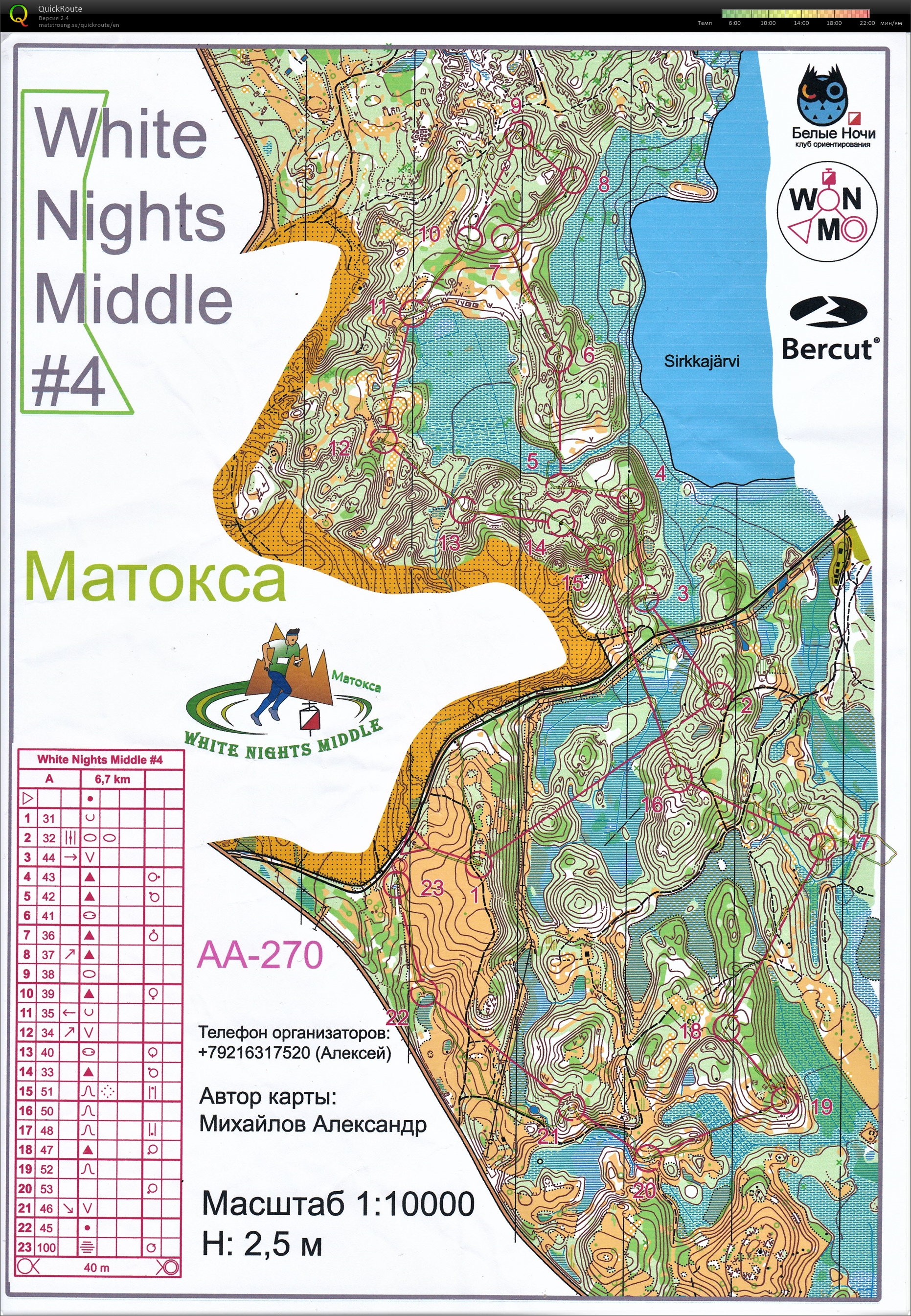 Map with track - White Nights middle #4, area - Матокса, from orienteering map archive of Евгений Антипов
