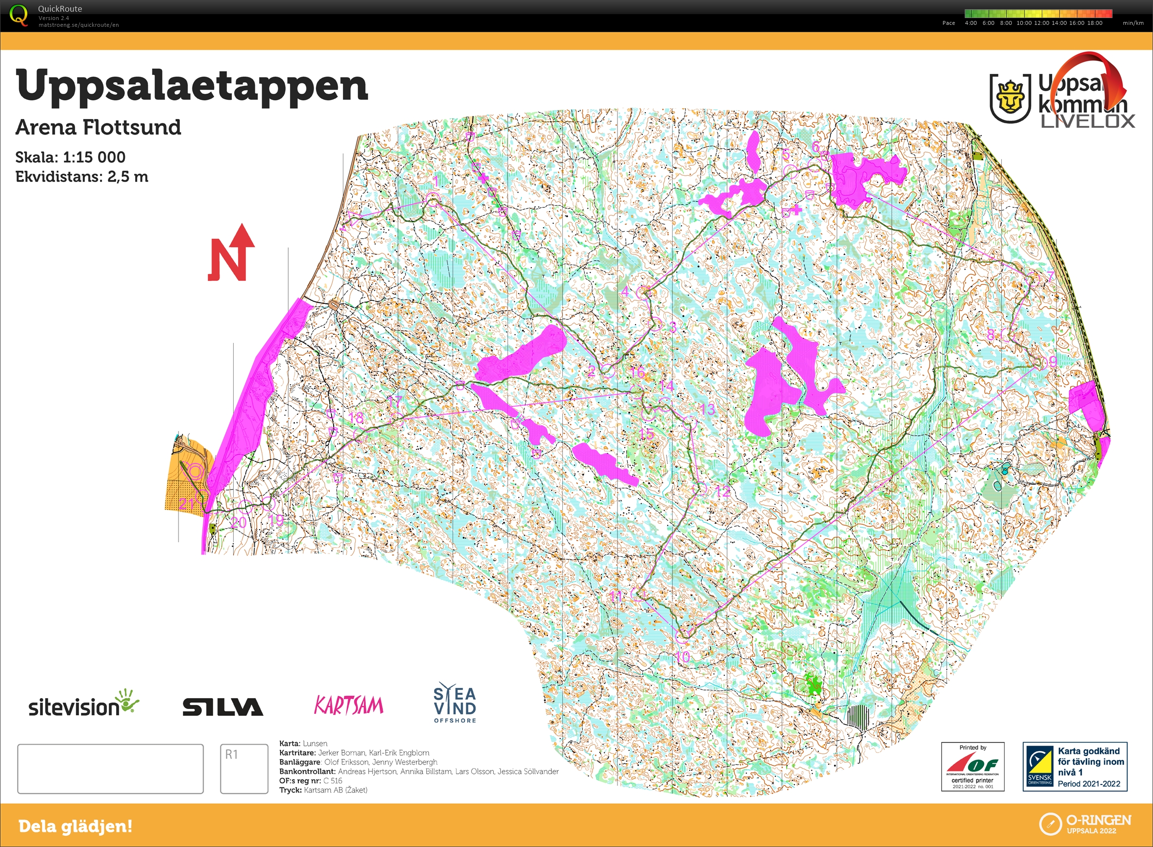 Карта с трэком - Oringen: stage 5, район - Lunsen, из архива карт спортивного ориентирования Nika Kalinina