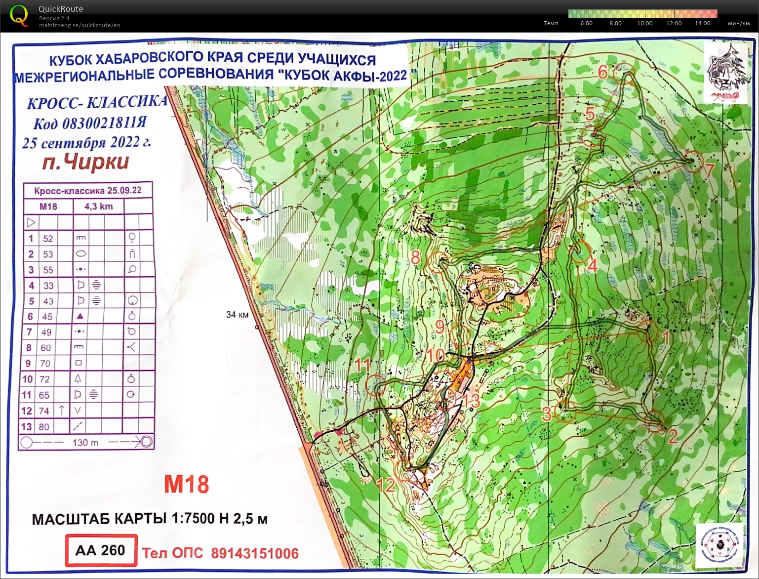 Map with track - Кубок Акфы Финал, area - Чирки, from orienteering map archive of Konstantin Borodin