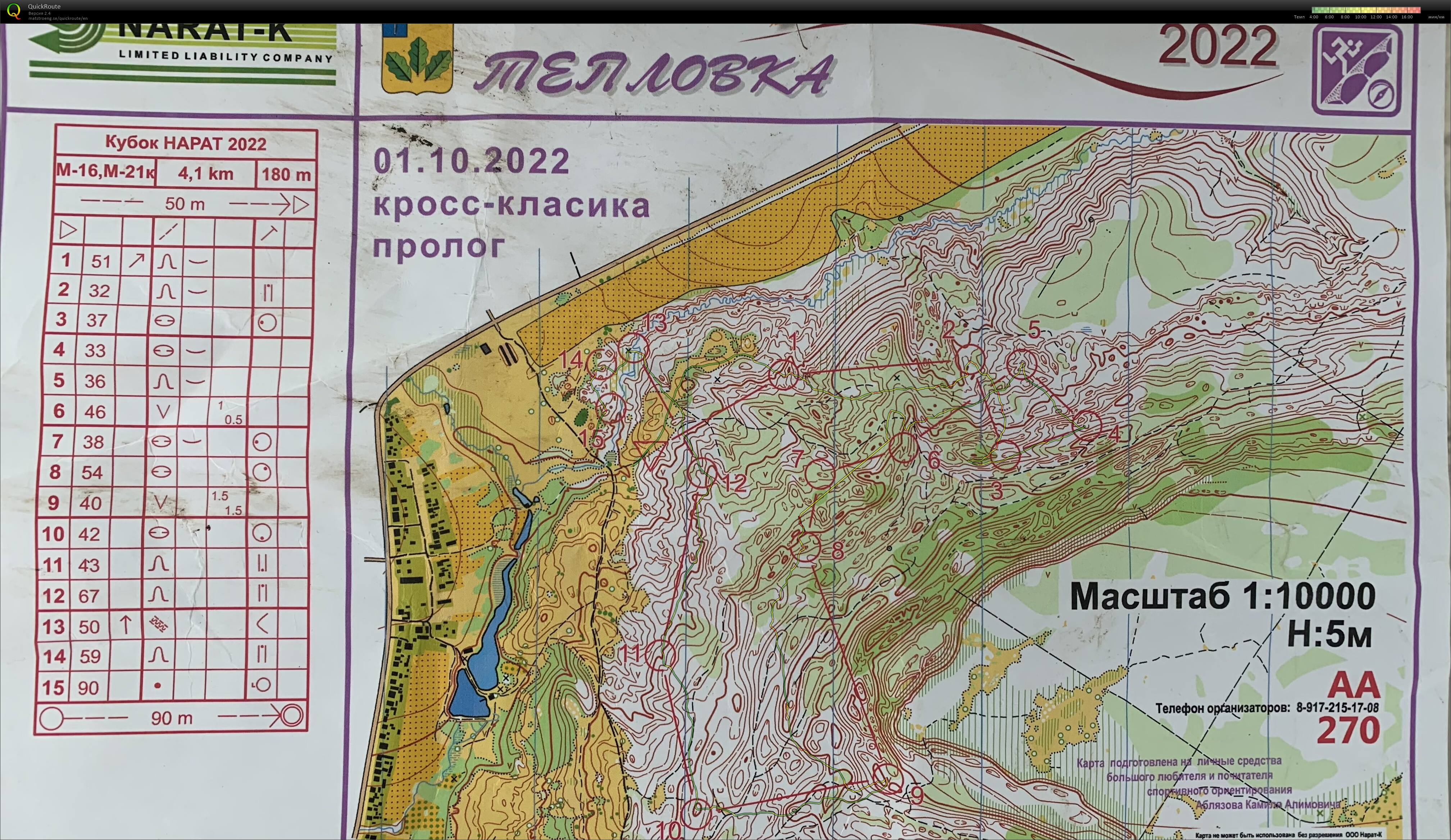 Карта с трак - Нарат 2022 1 день М-21к, район - Тепловка, от архива на карти за ориентиране на Anton Skalkin