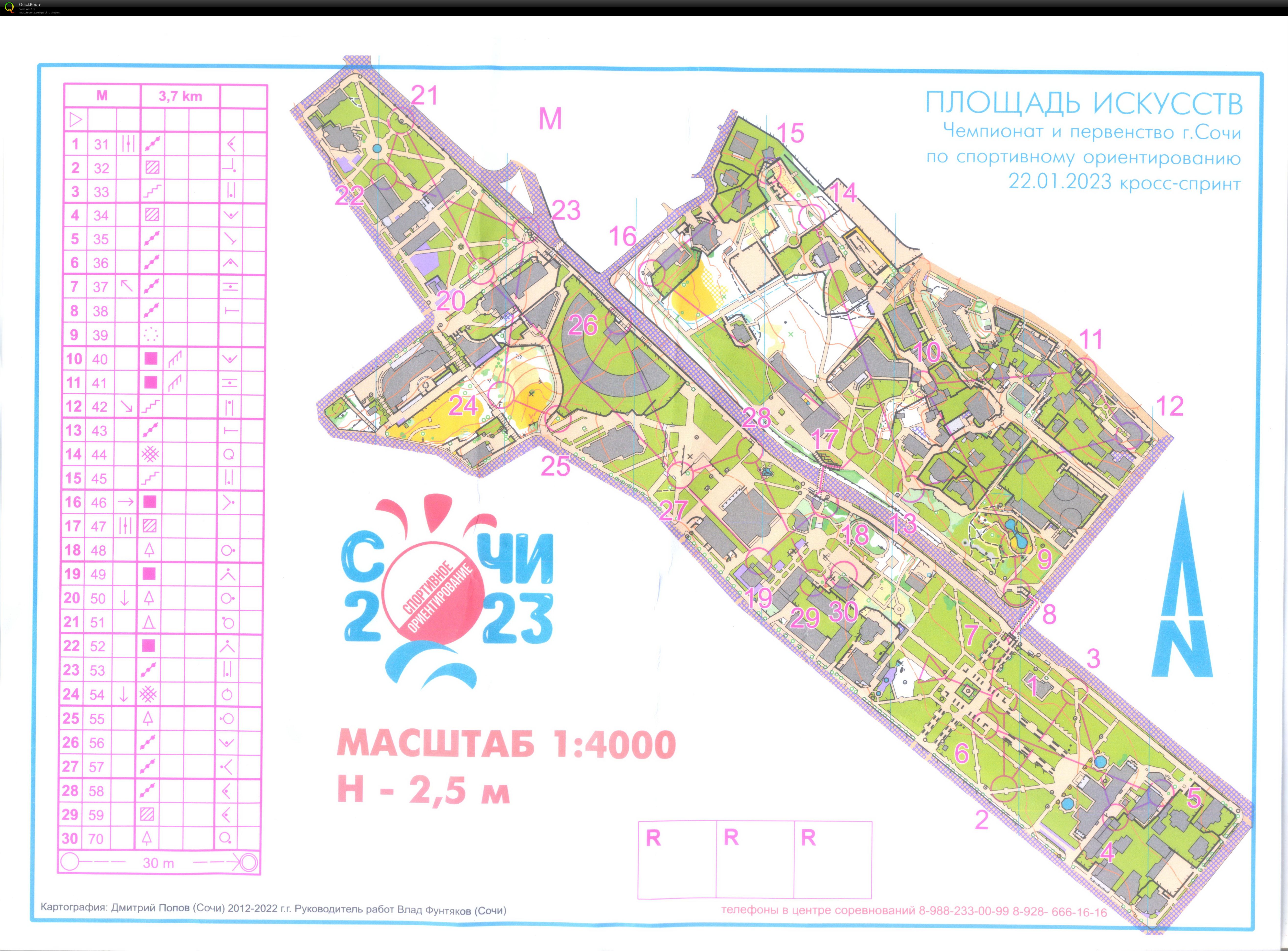 Карта без трак - Чемпионат г. Сочи. Кросс-спринт, район - , от архива на карти за ориентиране на Artem Tsvetkov