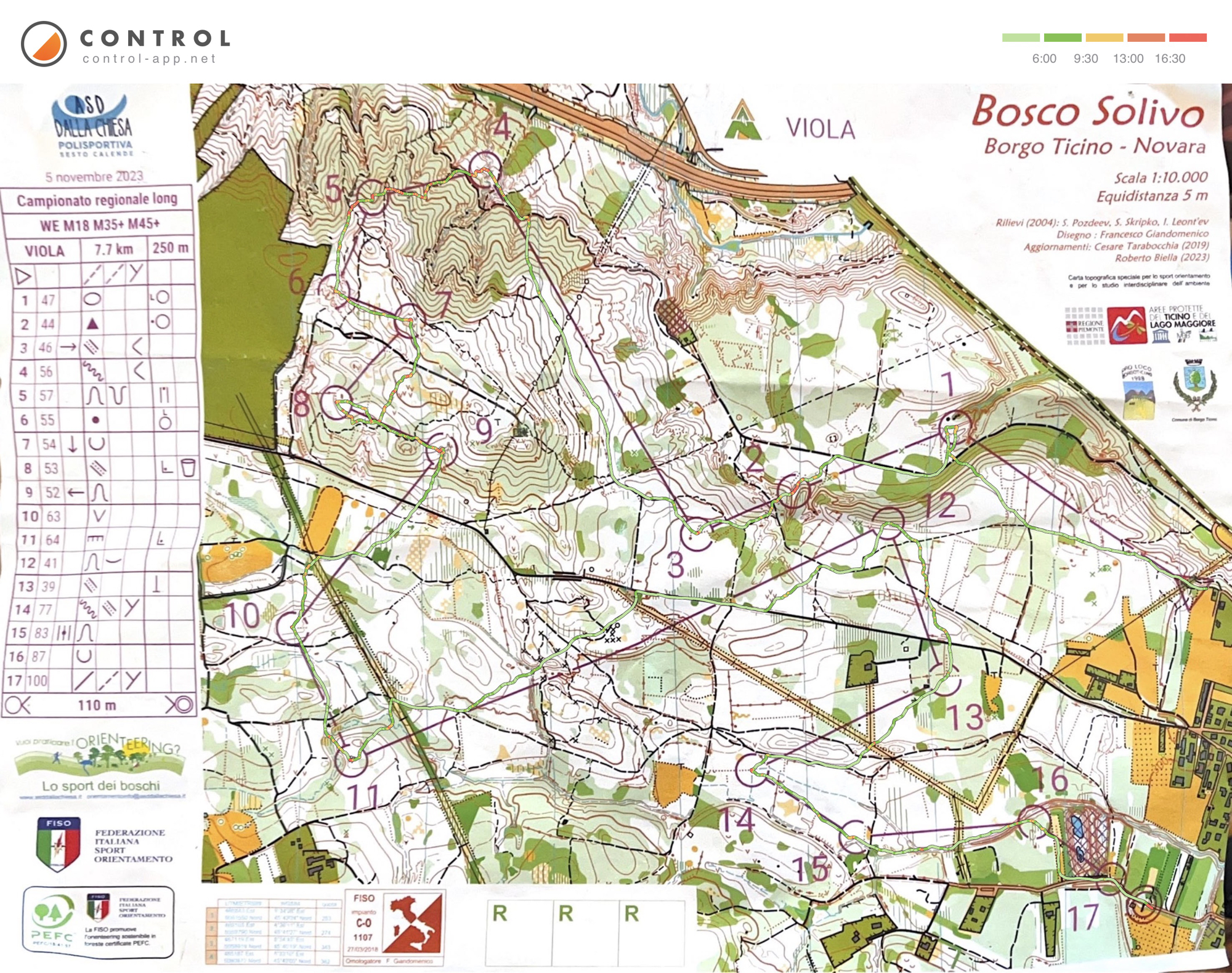 Map with track - Lombardia long championships, area - Borgo Ticino, from orienteering map archive of Veronika Kalinina