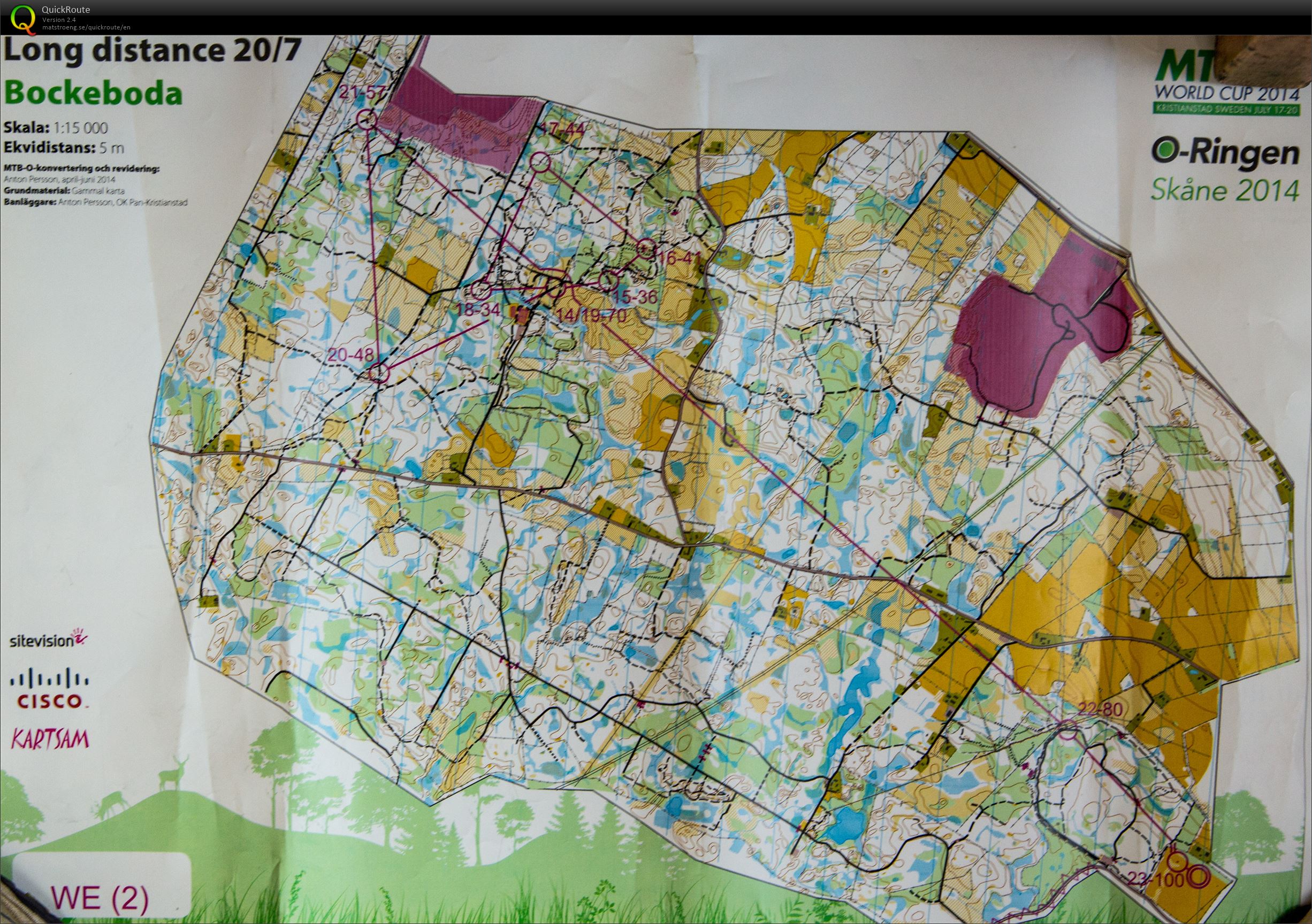 Карта без трак - WC Sweden Long 2 lap, район - Bockeboda, от архива на карти за ориентиране на Ольга Виноградова