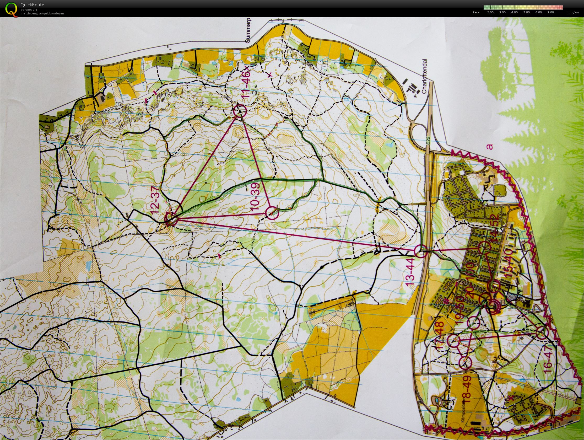 Карта с трак - O-Ringen MTBO Long lap 2, район - Ryssberget, от архива на карти за ориентиране на Ольга Виноградова